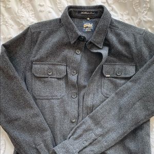 Superdry Grey Wool Tweed Shirt Jacket
